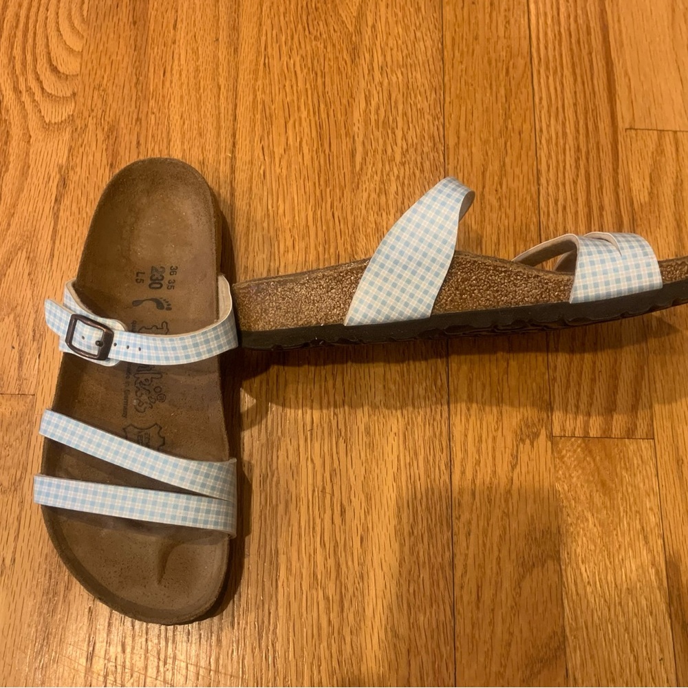 Birkenstock 35 36 Birkis blue Gingham sandal - Picture 6 of 11